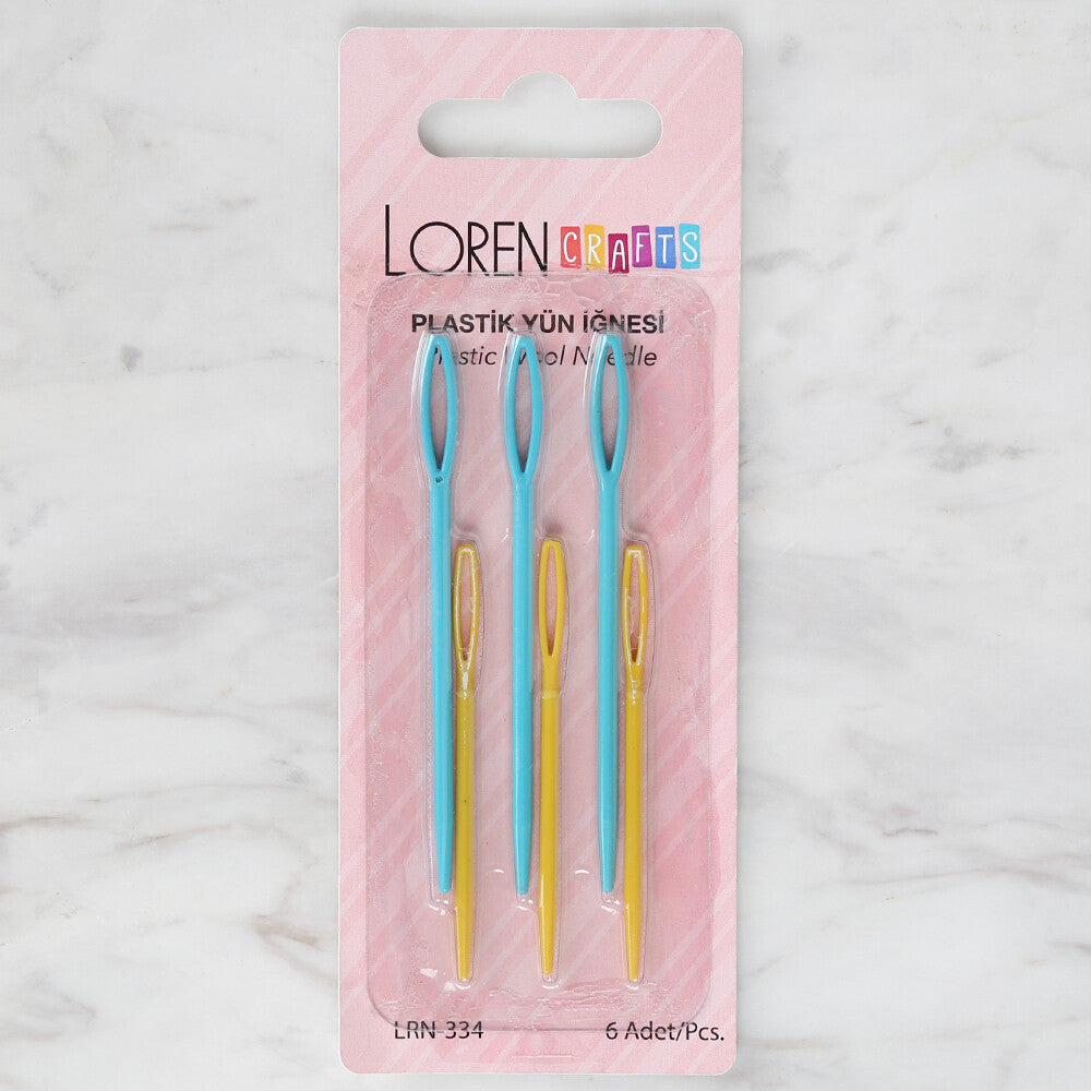 Loren Crafts Plastik 6'lı Yün İğnesi Mavi-Sarı LRN - 334
